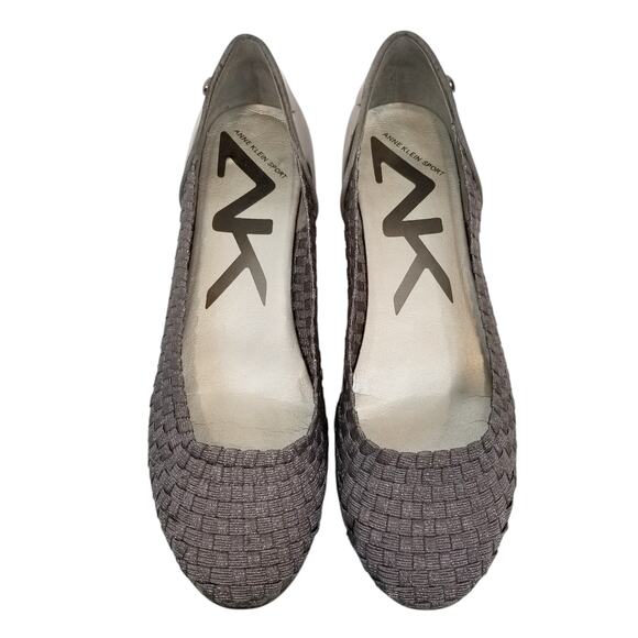 Anne Klein Sport Aonya Women's Silver Metallic Elastic Woven Ballet Flats Size 7 - Picture 2 of 7